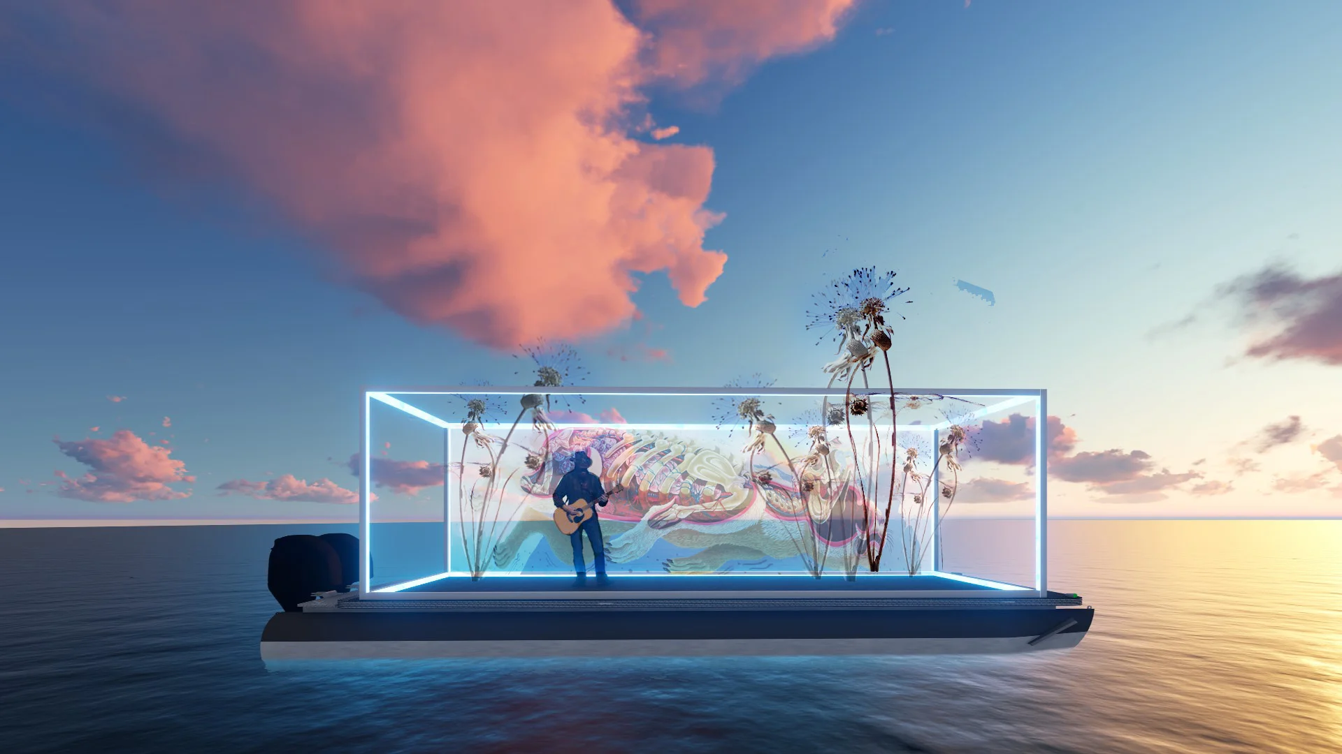 Water stage with artist